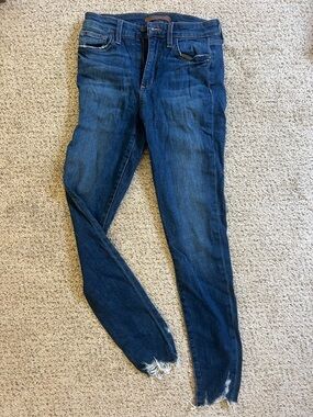Joe's Jeans Dark Blue Skinny Jeans with Frayed Hem